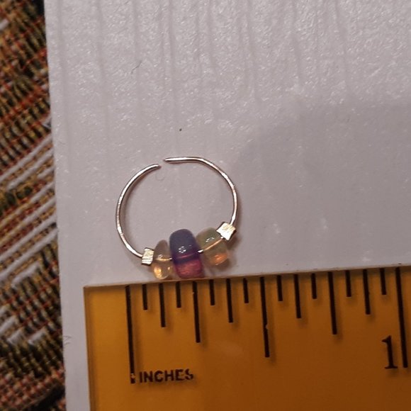 Gold Fire Opal Captive Bead Ring Septum Hoop Daith Rook Tragus Snug Earring - Picture 2 of 4